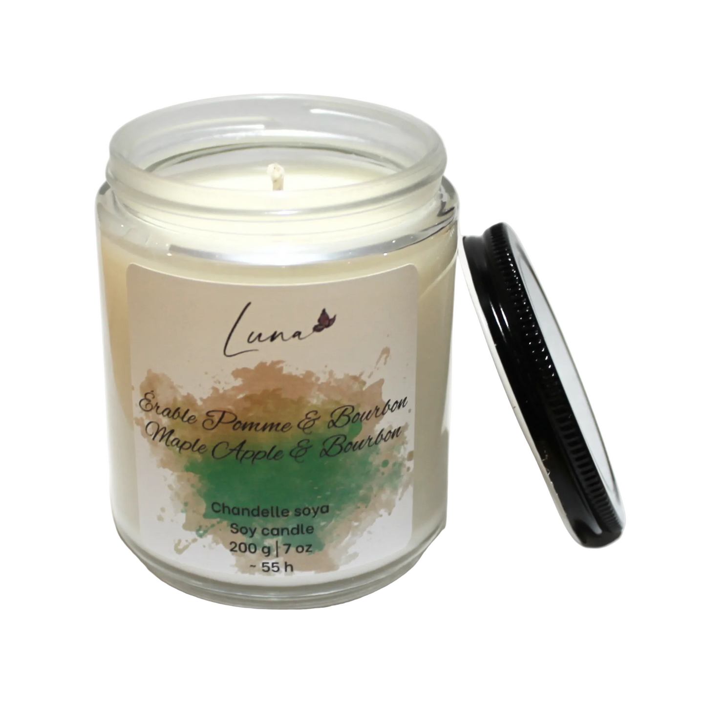 Érable Pomme & Bourbon - Chandelle à la cire soya