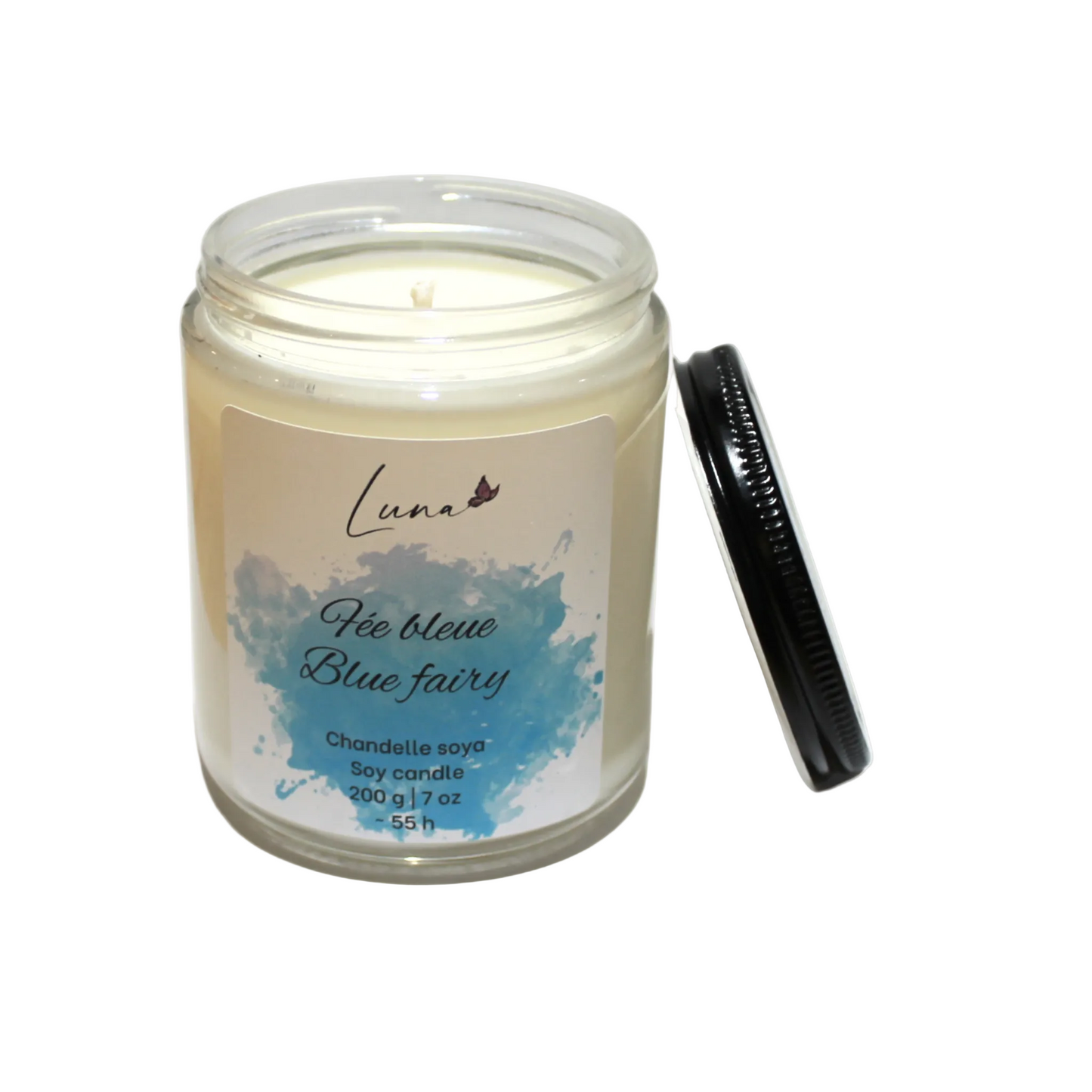 La fée bleue - Chandelle à la cire soya