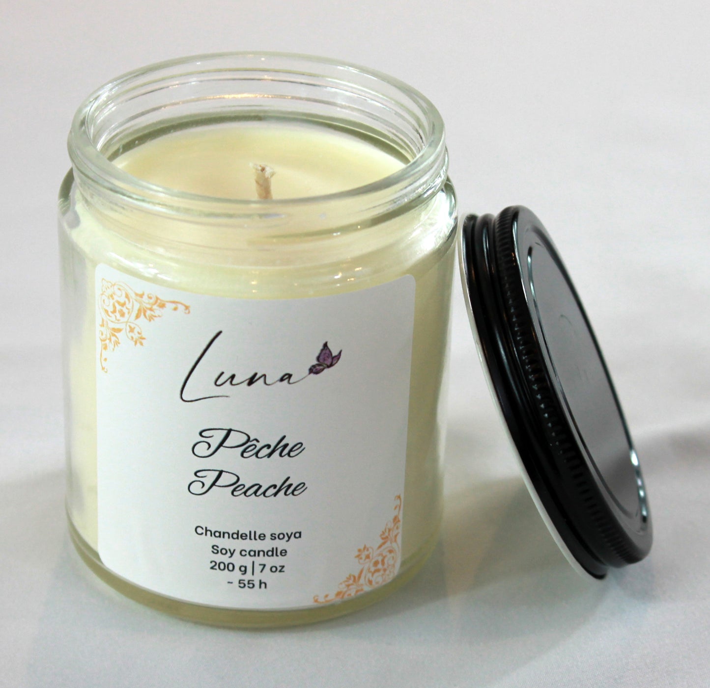 Pêche - Chandelle à la cire soya
