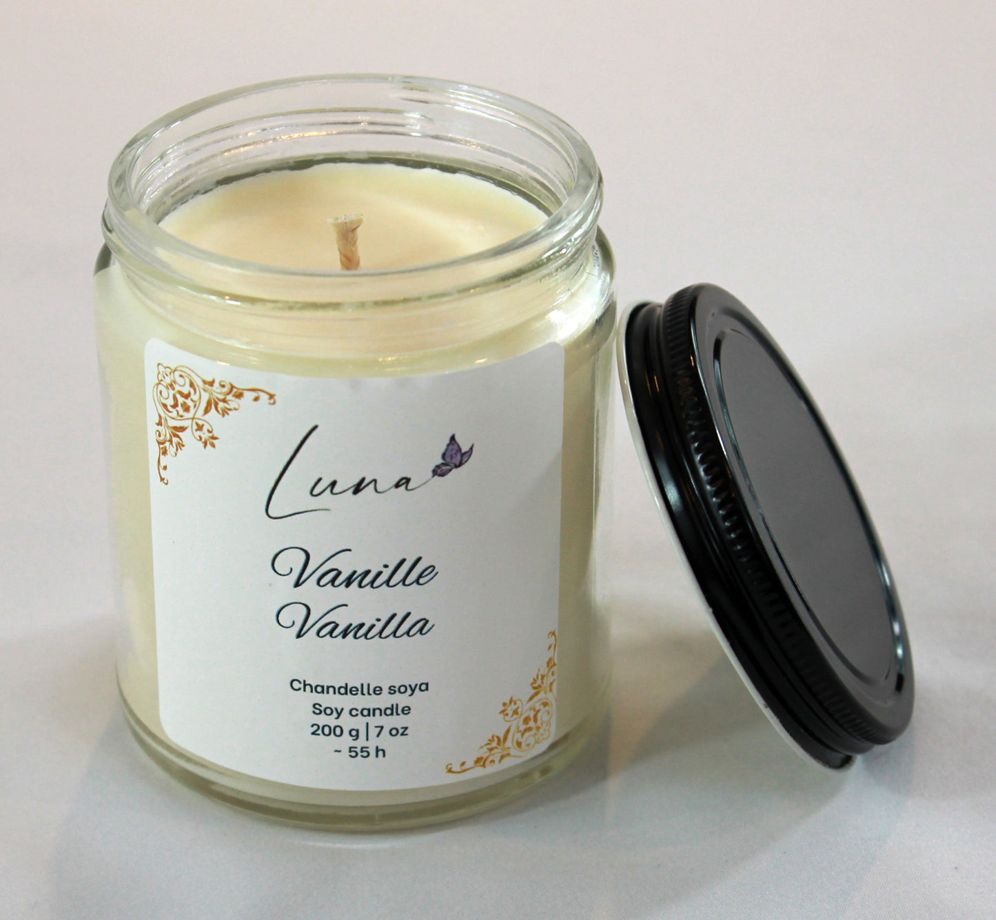 Vanille -Chandelle à la cire soya