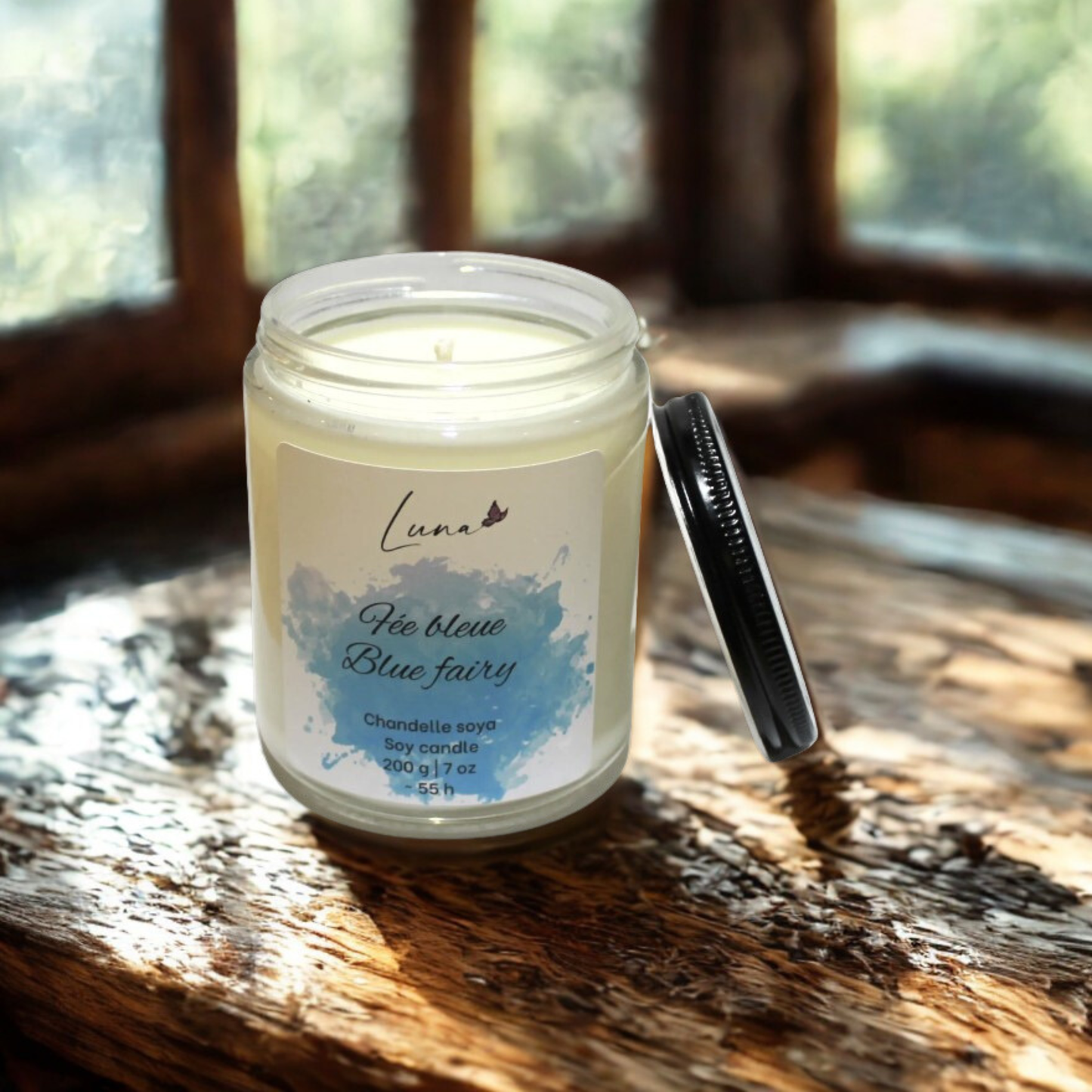 La fée bleue - Chandelle à la cire soya