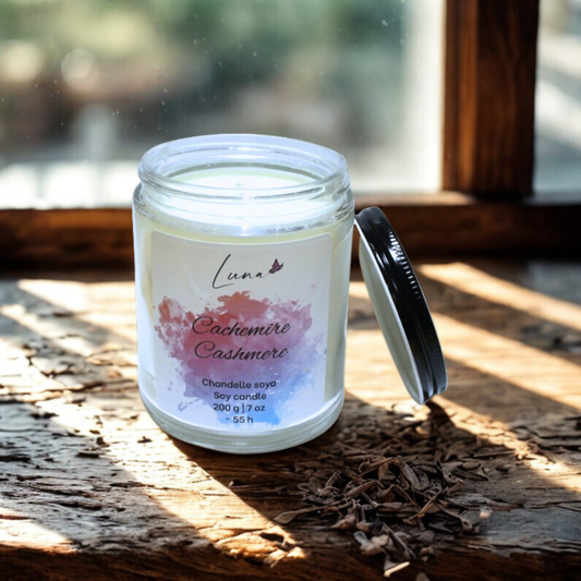 Cachemire -Chandelle à la cire soya