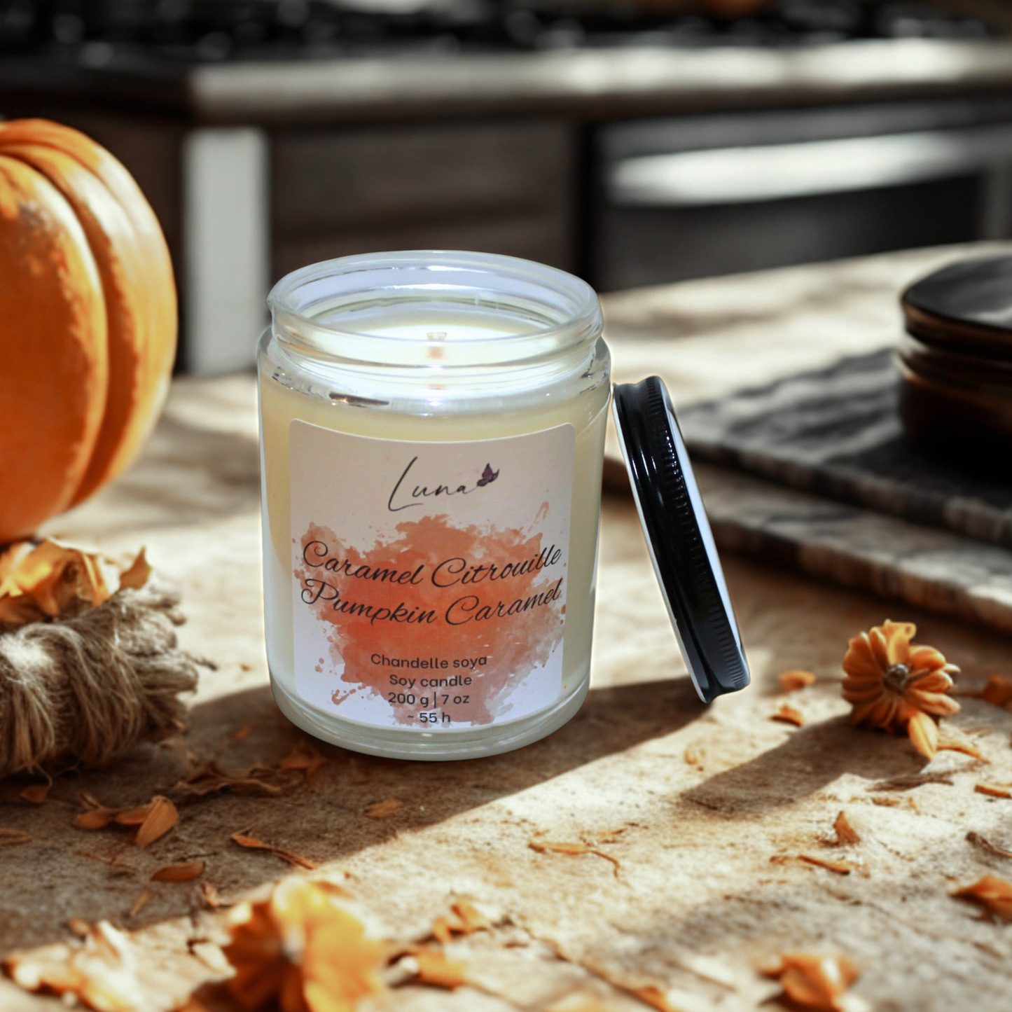 Caramel citrouille -Chandelle à la cire soya