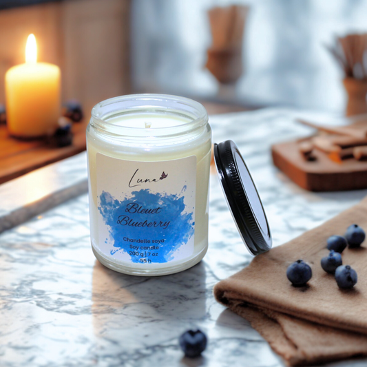 Bleuet -  Chandelle à  la cire soya
