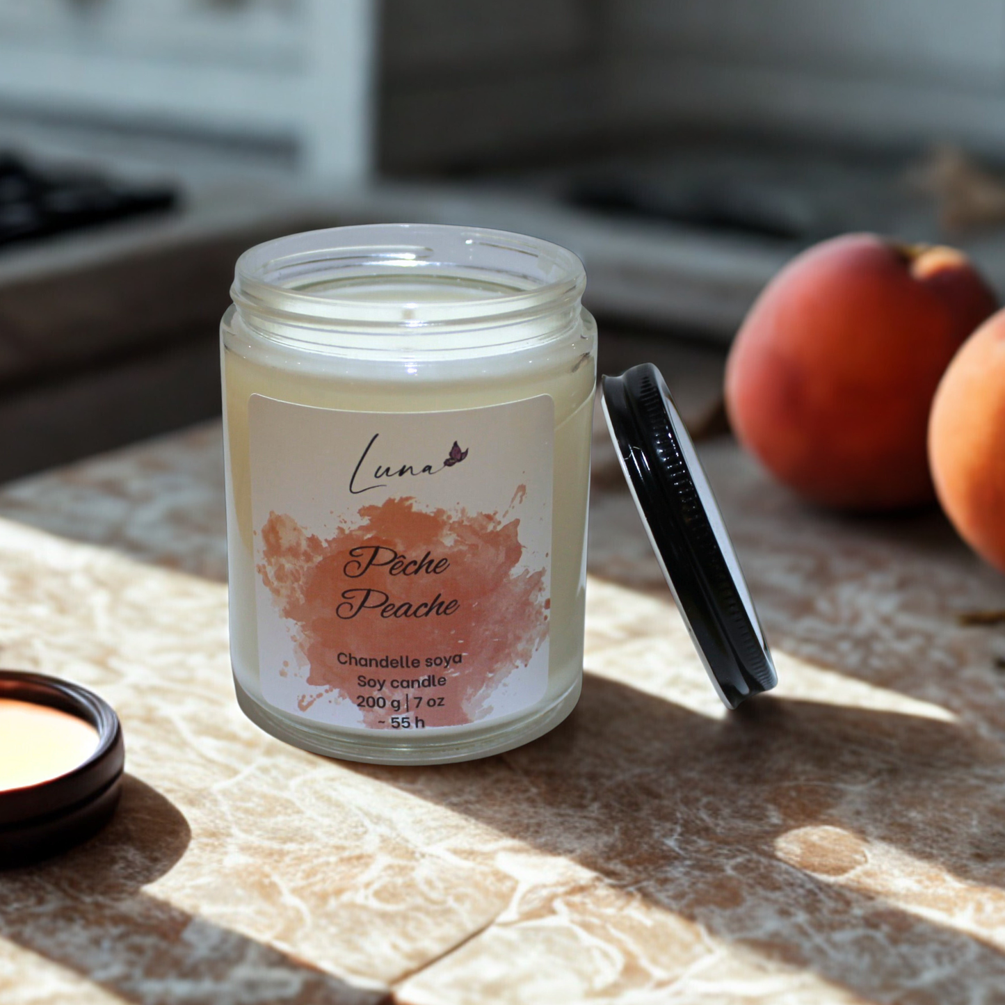 Pêche - Chandelle à la cire soya